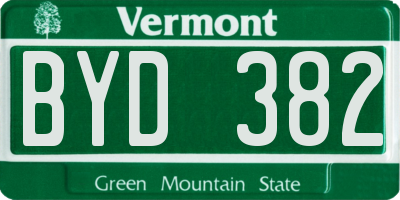 VT license plate BYD382