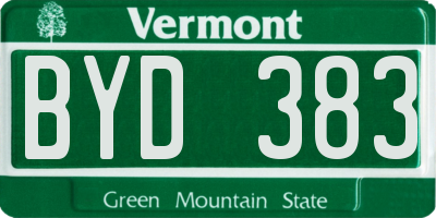VT license plate BYD383