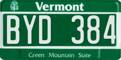 VT license plate BYD384