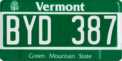 VT license plate BYD387