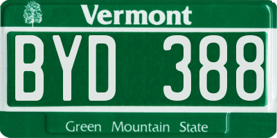 VT license plate BYD388