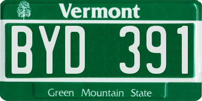 VT license plate BYD391