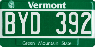 VT license plate BYD392