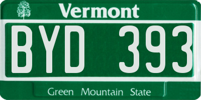 VT license plate BYD393