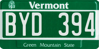 VT license plate BYD394
