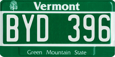 VT license plate BYD396