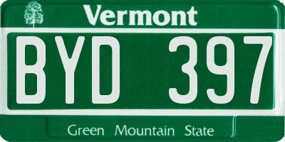 VT license plate BYD397