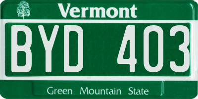 VT license plate BYD403