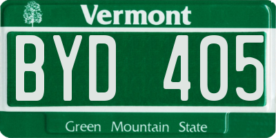 VT license plate BYD405