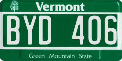 VT license plate BYD406