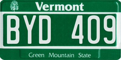 VT license plate BYD409