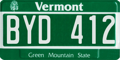 VT license plate BYD412