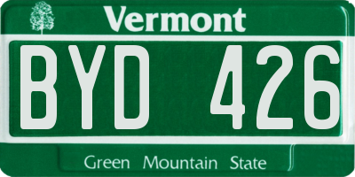 VT license plate BYD426