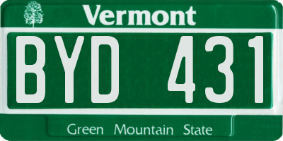 VT license plate BYD431