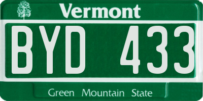 VT license plate BYD433