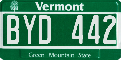 VT license plate BYD442
