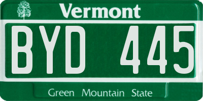 VT license plate BYD445