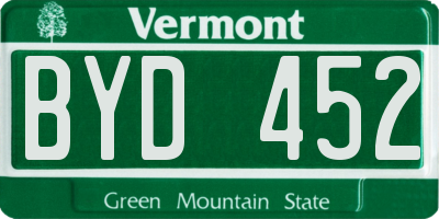 VT license plate BYD452