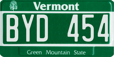 VT license plate BYD454