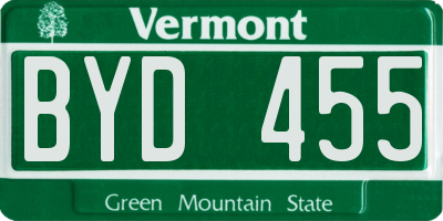 VT license plate BYD455