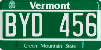 VT license plate BYD456