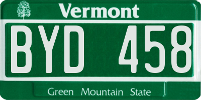 VT license plate BYD458
