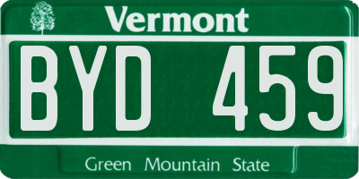 VT license plate BYD459