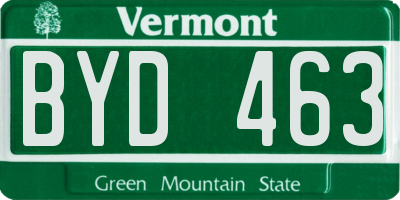 VT license plate BYD463