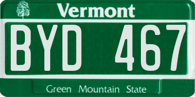 VT license plate BYD467