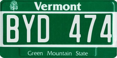VT license plate BYD474