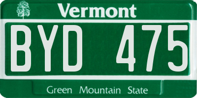 VT license plate BYD475