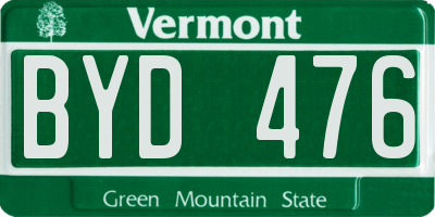 VT license plate BYD476