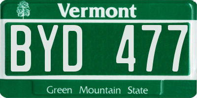 VT license plate BYD477