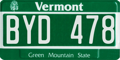 VT license plate BYD478