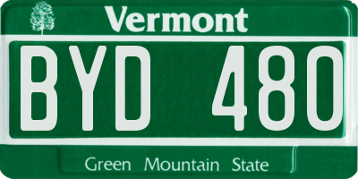 VT license plate BYD480