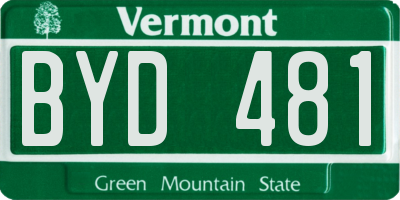 VT license plate BYD481