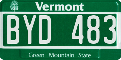 VT license plate BYD483