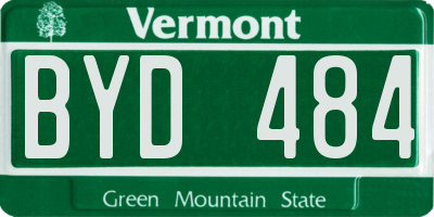 VT license plate BYD484