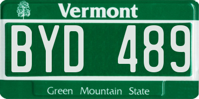 VT license plate BYD489