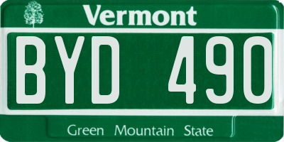 VT license plate BYD490