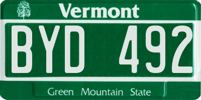 VT license plate BYD492
