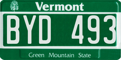 VT license plate BYD493