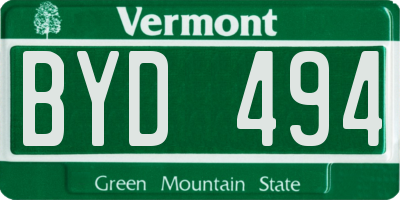 VT license plate BYD494