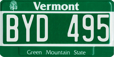 VT license plate BYD495