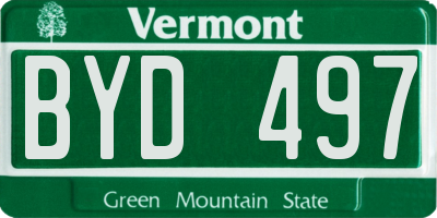 VT license plate BYD497