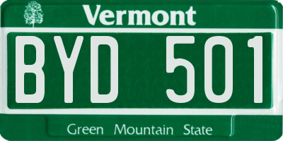 VT license plate BYD501