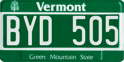 VT license plate BYD505