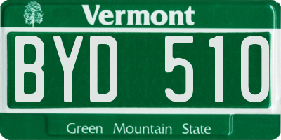 VT license plate BYD510