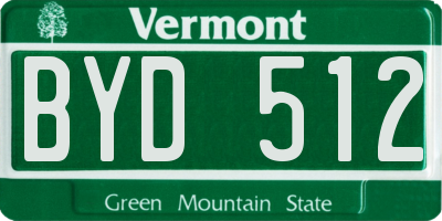 VT license plate BYD512
