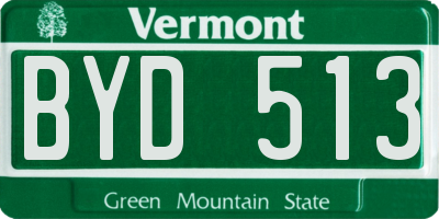 VT license plate BYD513